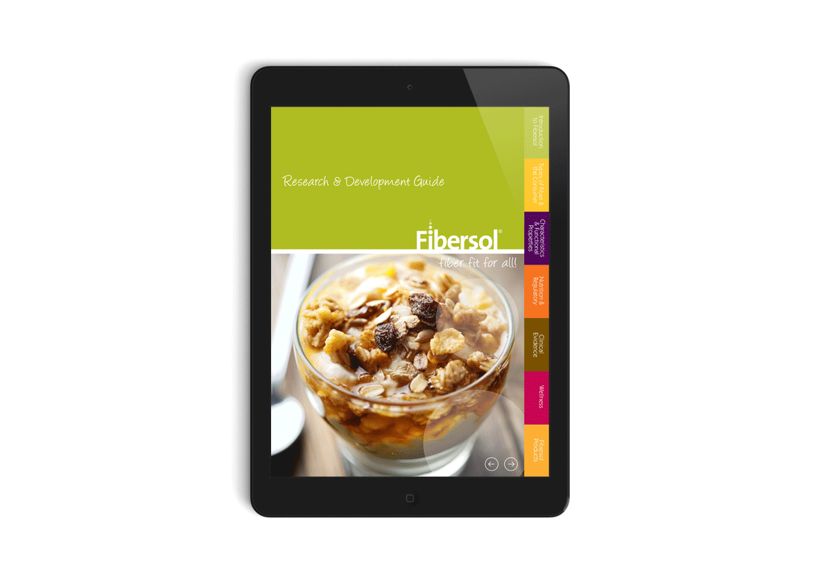 Fibersol® Research and Development Guide on an iPad