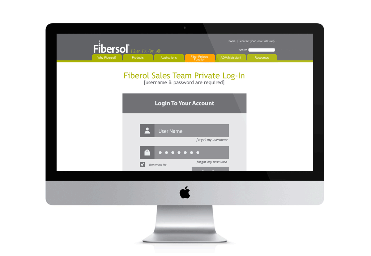 Fibersol Sales Portal screenshot