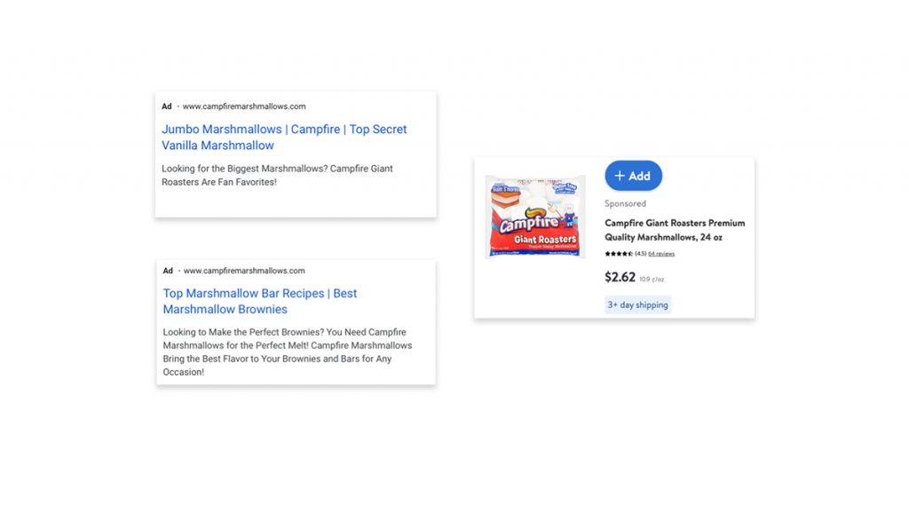 Campfire Marshmallows Walmart and Google Ads