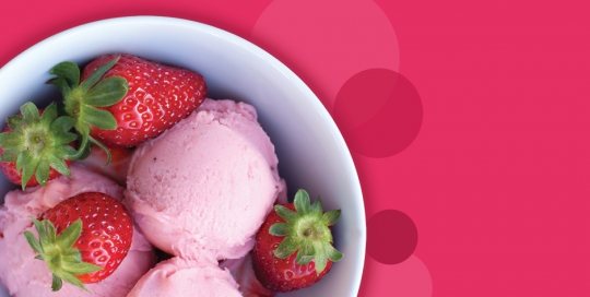 strawberry ice cream in a bowl