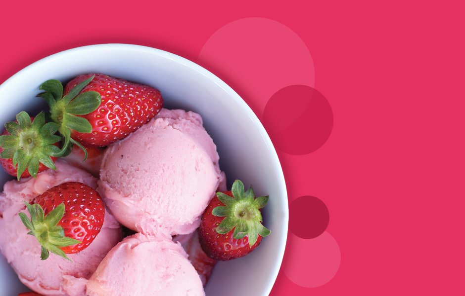 strawberry ice cream in a bowl