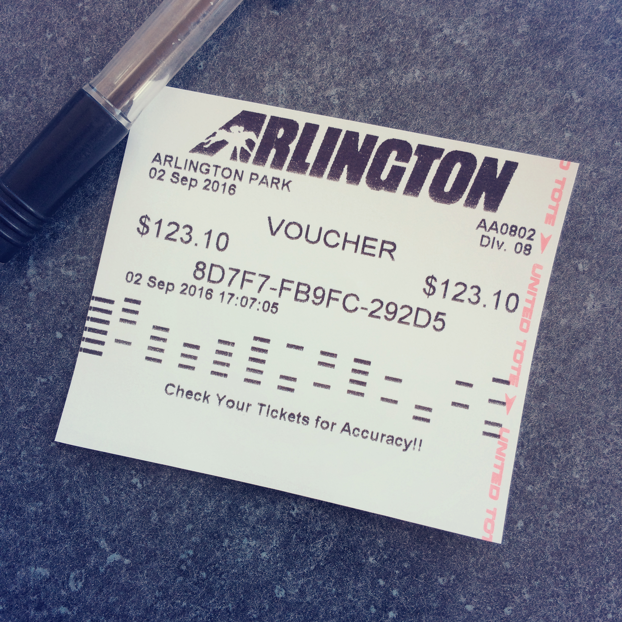 Arlington horse race ticket