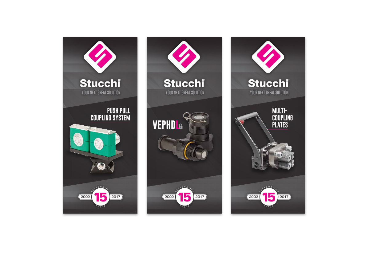 3 Stucchi banners with product examples