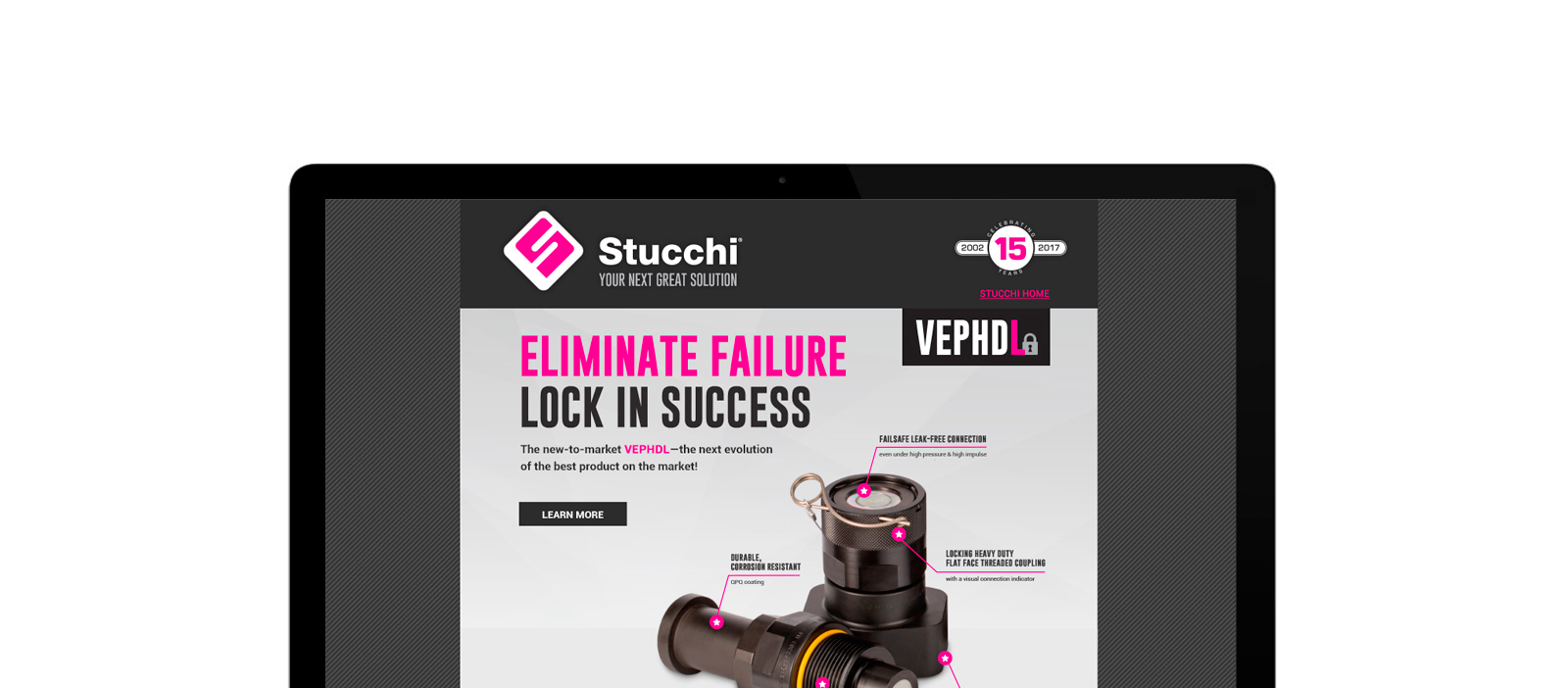 screenshot of StucchiUSA webpage