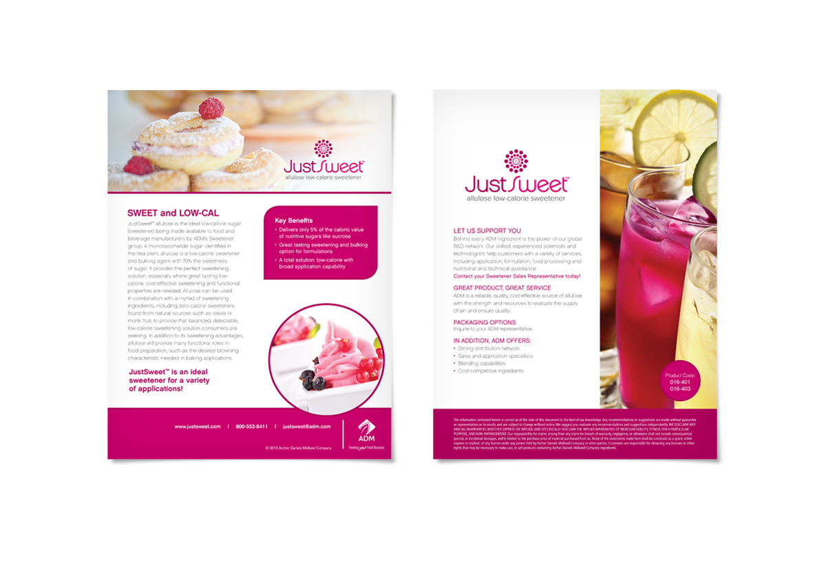 ADM justsweet JustSweet brochure with beverages and pastries