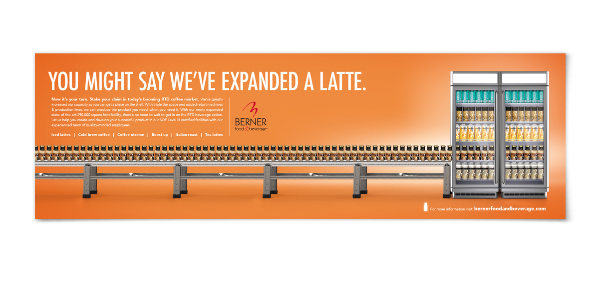 "You might say we've expanded a latte" ad with beverage image