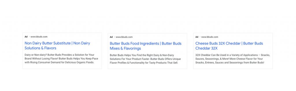Butter Buds google ads