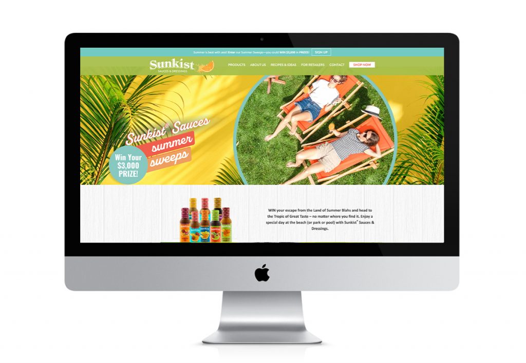 Sunkist website sweepstakes page