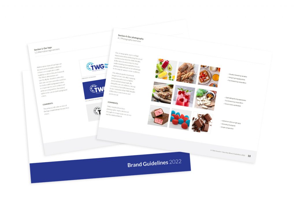 pages from TWG brand guide