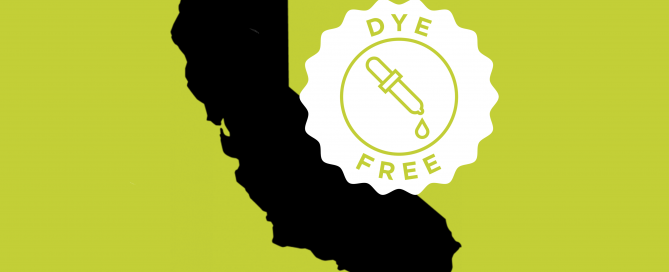 graphic of california with a dye-free badge
