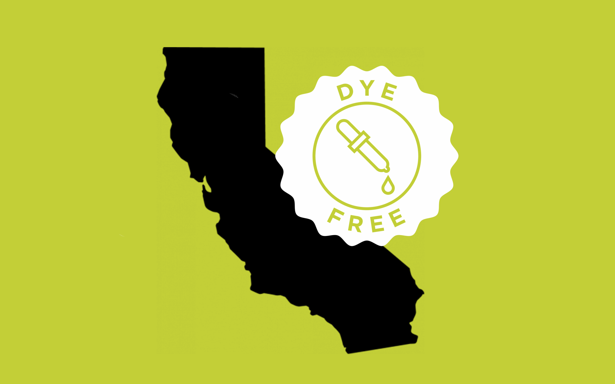 graphic of california with a dye-free badge